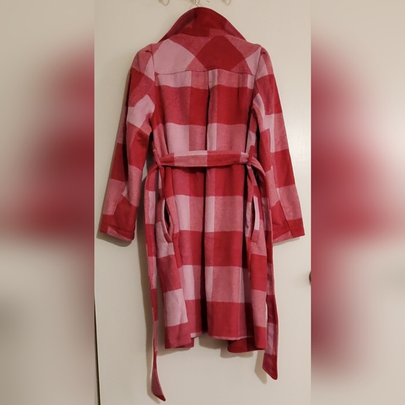 GBY Guiliana Pink Plaid light weight coat size lg petite womens. - Picture 2 of 6